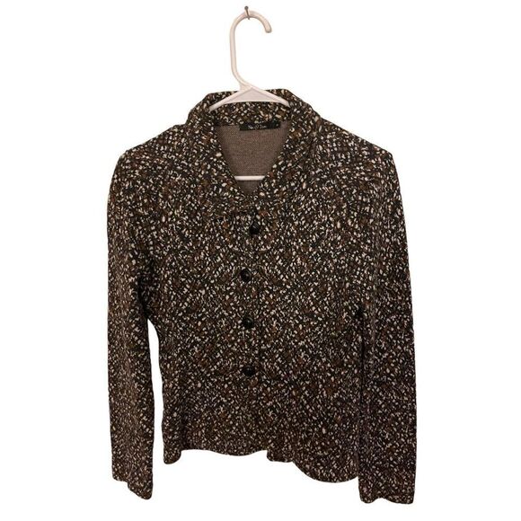 Nic & Zoe Black Brown Knit Button Front Women's Sm Sweater Jacket - Picture 1 of 3